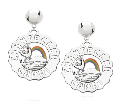 Chantecler Large Rainbow Sun and Rooster Earring
