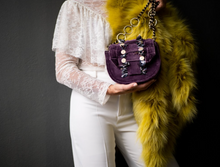Load image into Gallery viewer, Orbit Purple Velvet Shoulder Bag