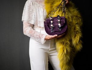 Orbit Purple Velvet Shoulder Bag