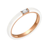 White Ceramic Baguette Diamond Ring