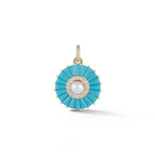 Load image into Gallery viewer, Gold Turquoise Diamond &amp; Pearl Emily Charm