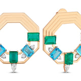 Mirror Blue Topaz & Green Quartz Diamond Earring