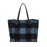Gingham Leather Wool Bag