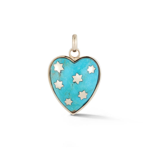 Gold Turquoise Anna Heart Charm