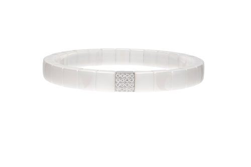 Scacco White Ceramic White Gold Bracelet