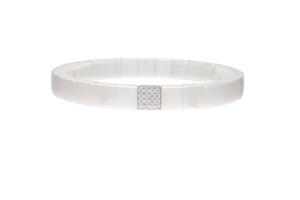 Scacco White Ceramic White Gold Bracelet