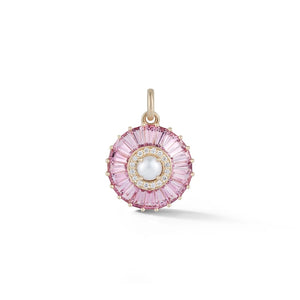 Gold Pink Tourmaline Diamond & Pearl Emily Charm