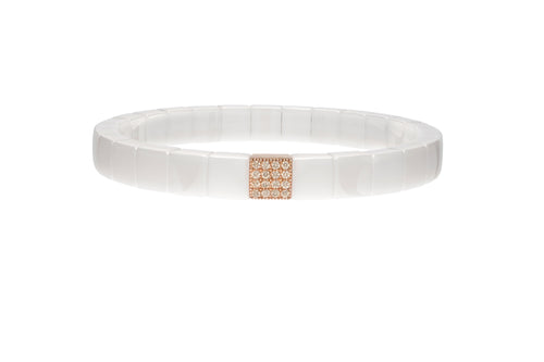 Scacco White Ceramic Rose Gold Bracelet