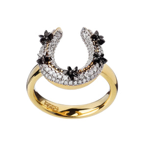 Horse Shoe Black Diamond Ring