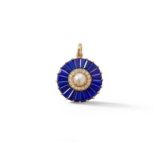 Gold Lapis Diamond & Pearl Emily Charm