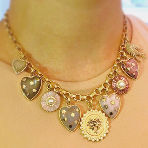 Gold Pink Opal Anna Heart Charm
