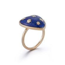 Load image into Gallery viewer, Gold Lapis Heart Ring