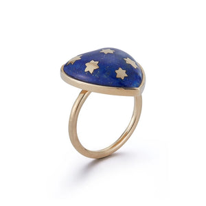 Gold Lapis Heart Ring