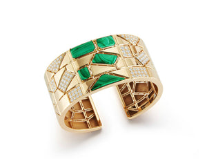 Baia Large Malachite 18K Gold Cuff