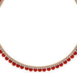 Coral Diamond Yellow Gold Necklace
