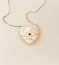 Load image into Gallery viewer, Mother of Pearl Heart with Ruby