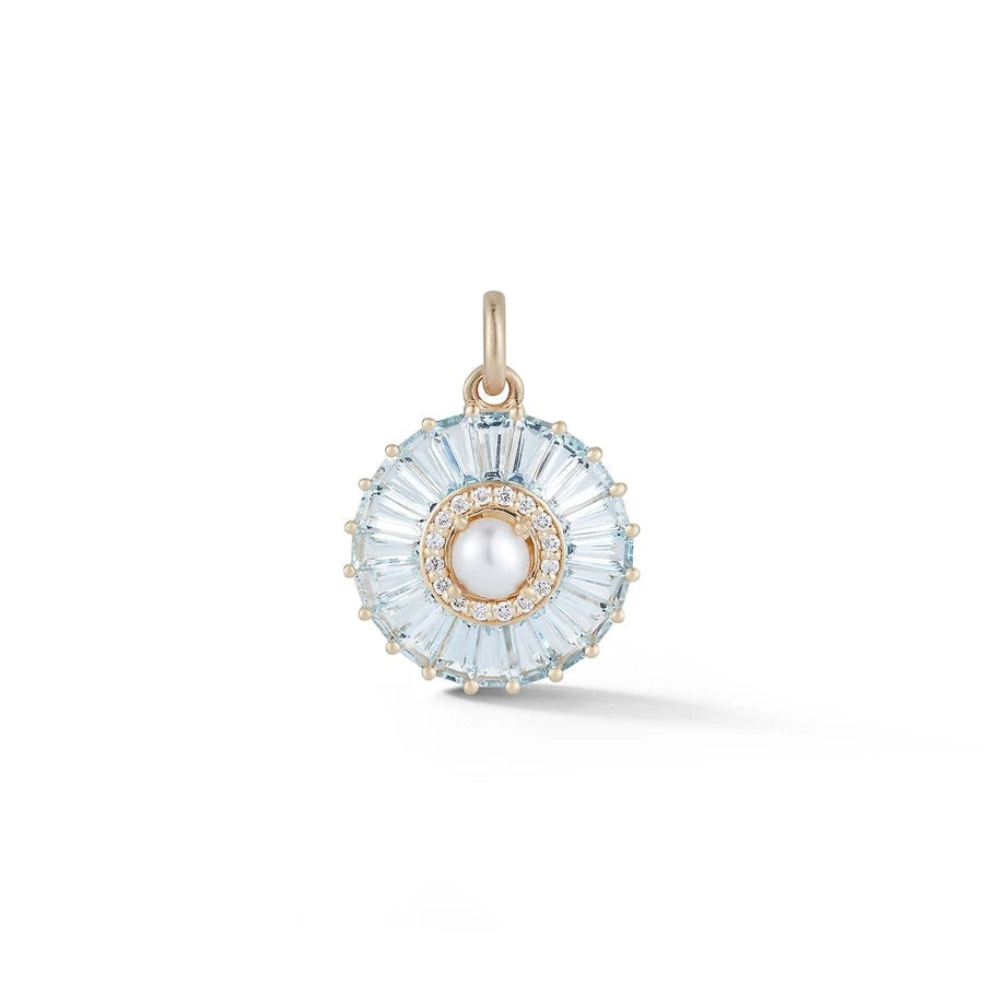 Gold Aquamarine Diamond & Pearl Emily Charm