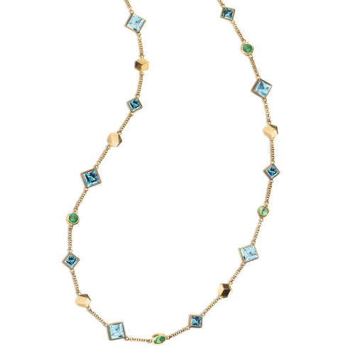 Blue Topaz and Tsavorite Florentine Necklace