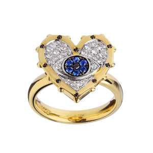 Evil Eye Heart Diamond Ring