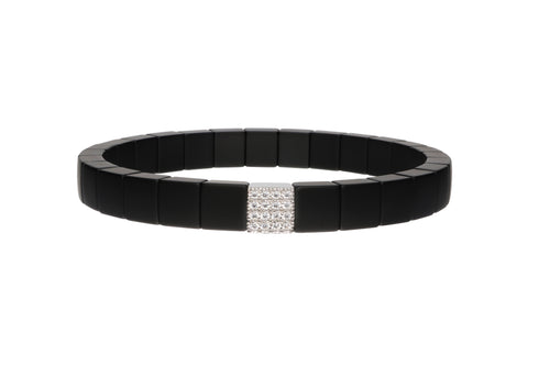 Scacco Black Matte White Gold Bracelet