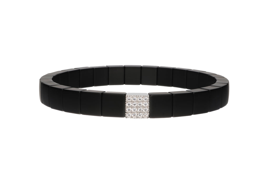 Scacco Black Matte White Gold Bracelet