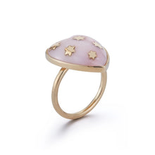 Load image into Gallery viewer, Gold Pink Opal Heart Ring