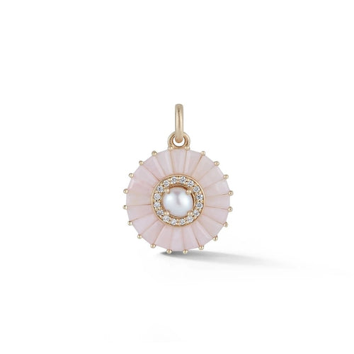 Gold Pink Opal Diamond & Pearl Emily Charm