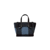 Gingham Leather Mini Wool Bag