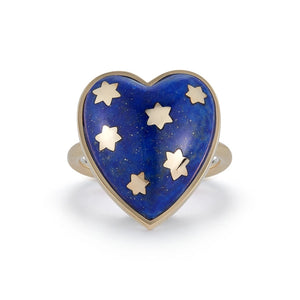 Gold Lapis Heart Ring