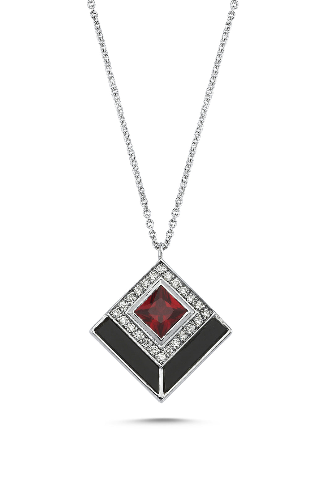 Diamond Shape Ruby Necklace
