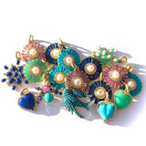 Gold Turquoise Diamond & Pearl Emily Charm